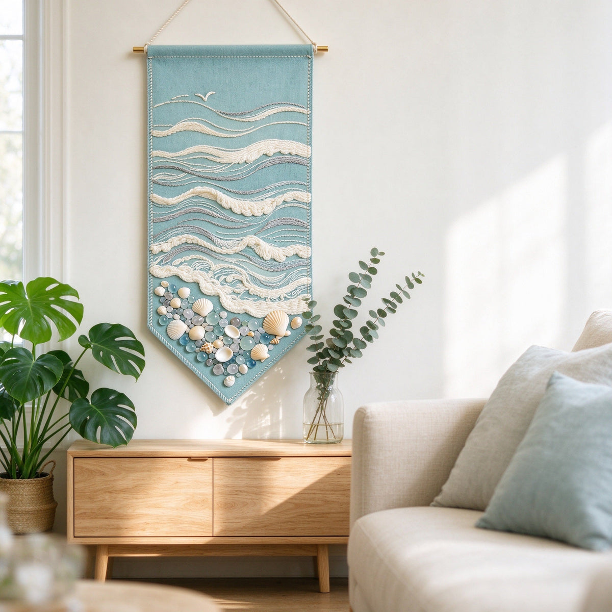 Ocean Wave Shell Pennant Tapestry