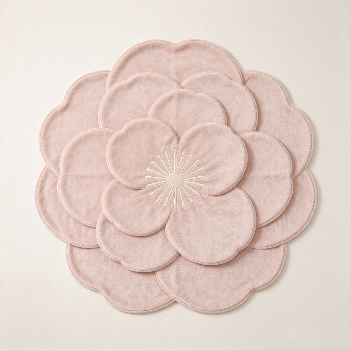 Pink Layered Flower Shape Plush Sofa Towel