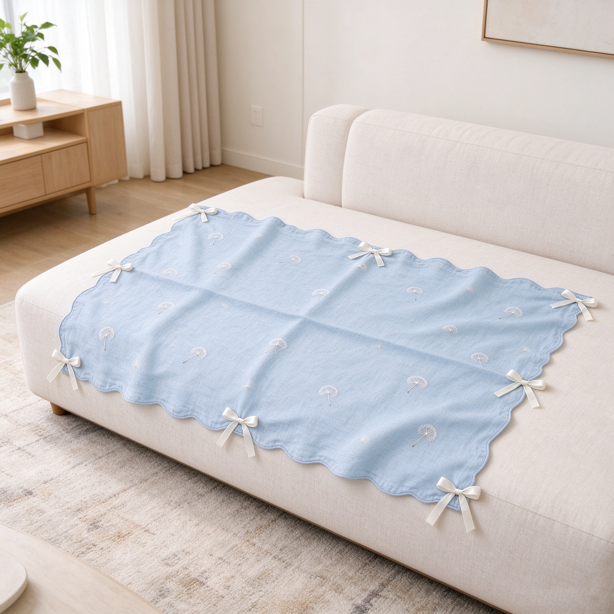 Light Blue Dandelion Bow Sofa Towel