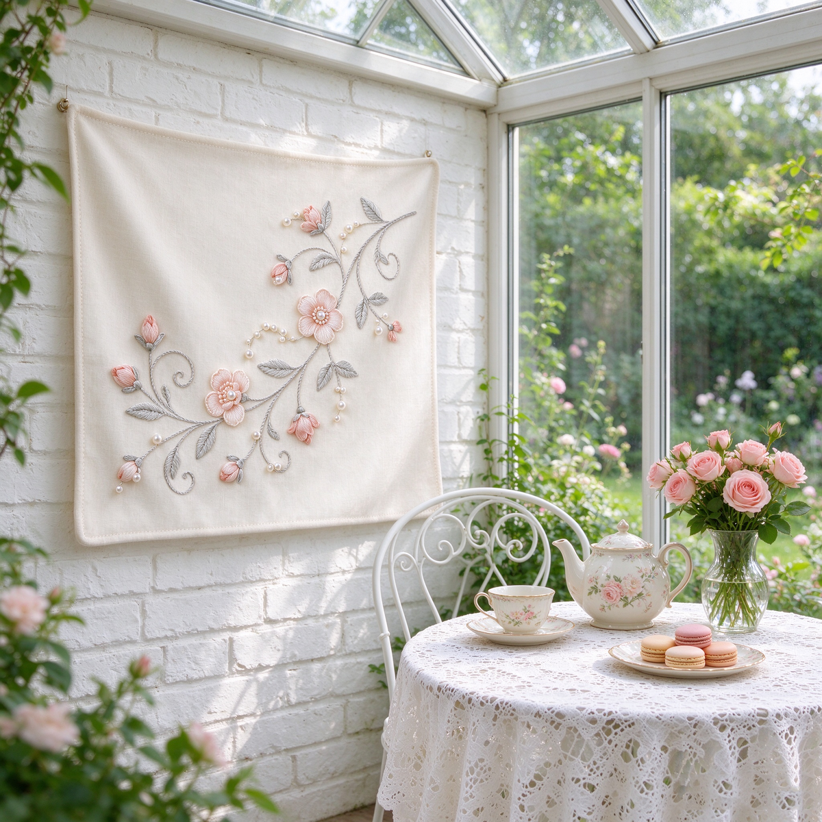Pearl Blossom Corner Tapestry