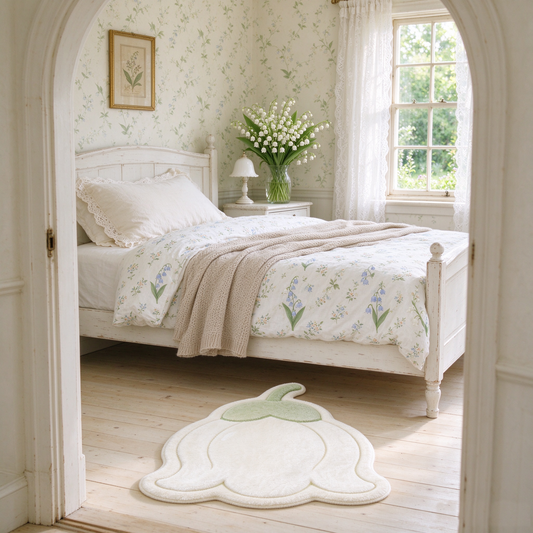 White Lily of the Valley Shaped Rug