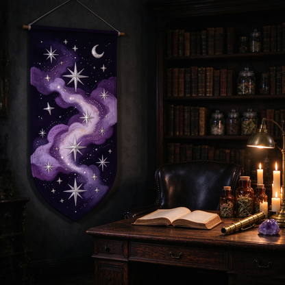 Purple Galaxy Star Moon Pennant