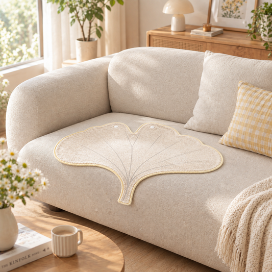 Ginkgo Leaf Shape Plush Sofa Towel