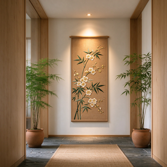 Brown Bamboo Plum Blossom Tapestry