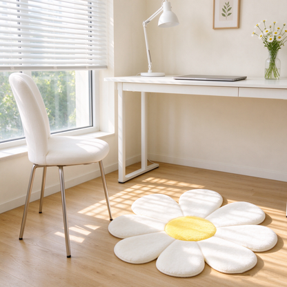 White Daisy Flower Shaped Rug