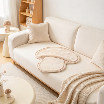 Beige Mushroom Shaped Plush Sofa Towel