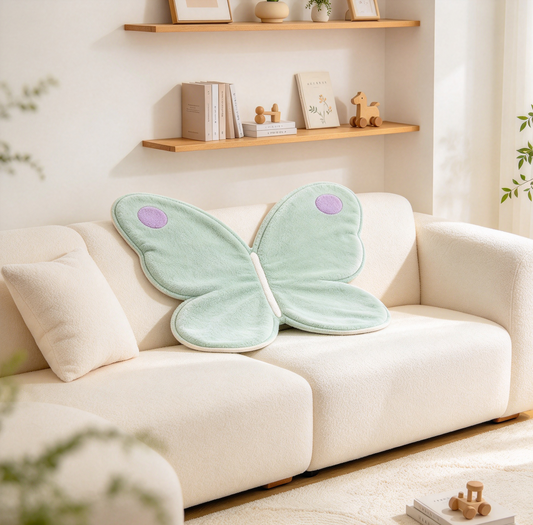 Mint Butterfly Shaped Plush Sofa Towel