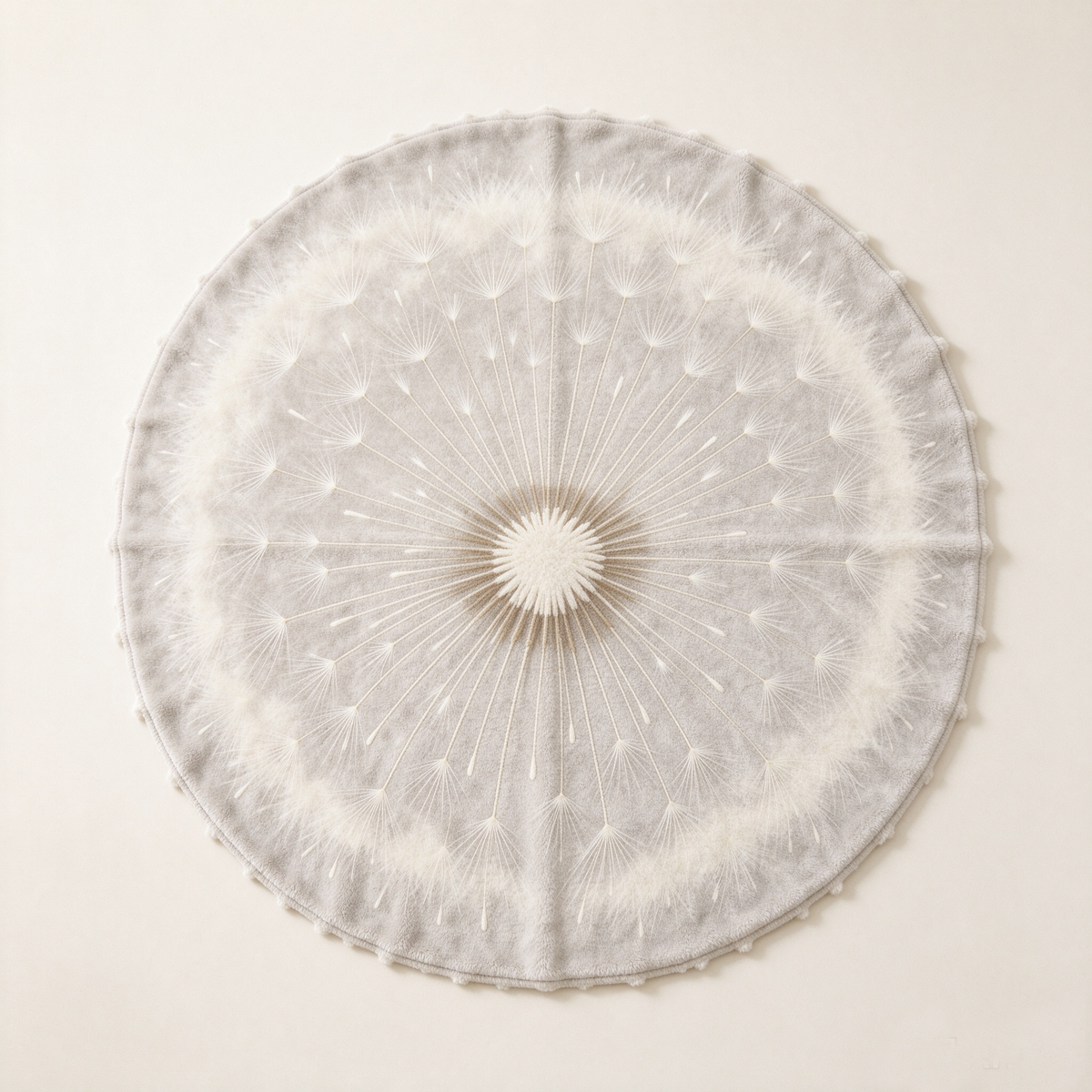 Grey Dandelion Round Plush Sofa Towel