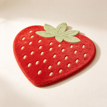 Strawberry Shape Shaggy Rug