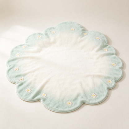 Mint Daisy Round Plush Sofa Towel