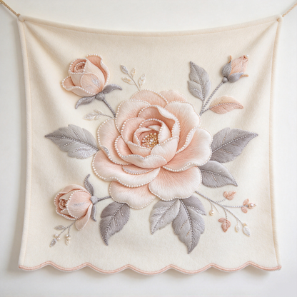 Blush Peony Pearl Square Tapestry