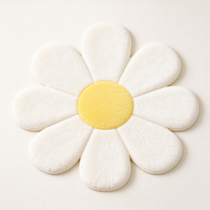 White Daisy Flower Shaped Rug