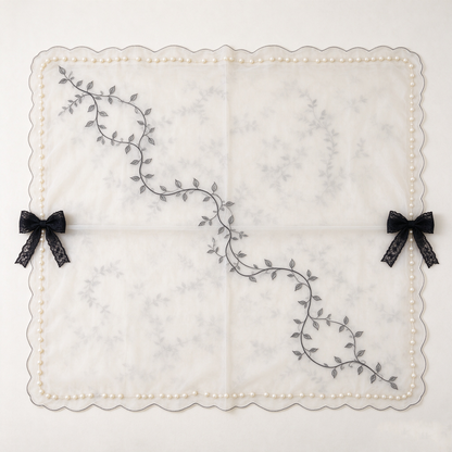 White Vine Embroidery Pearl Sofa Towel