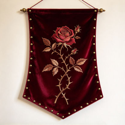 Burgundy Velvet Rose Tapestry